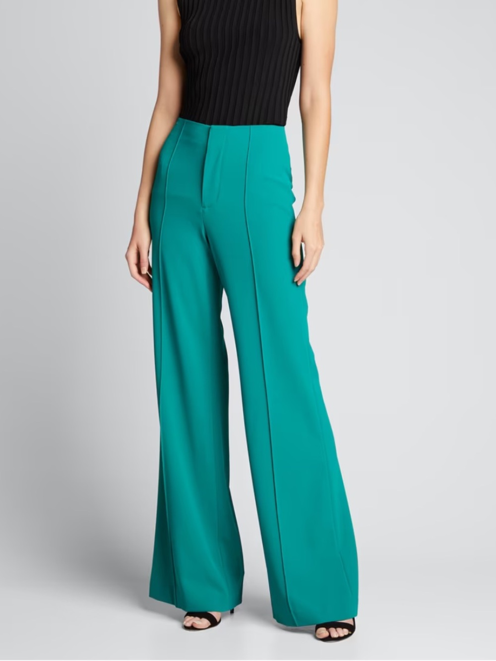 Alice + Olivia Dylan Teal Wide Leg Pants Size 4/S Quiet Luxury Office Siren